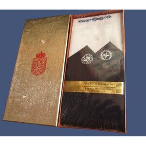 Vintage Men's Handkerchiefs  Van Heauen 100% COTTON 2 Embroidered NEW NOS